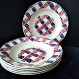 6 Saint Amand earthenware soup plates, Art Deco style