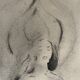 Painting signed charcoal woman buddha zen attitude