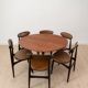 Mid Century Modern Dining Set, Round Table with 6 Fredrik Kayser Chairs
