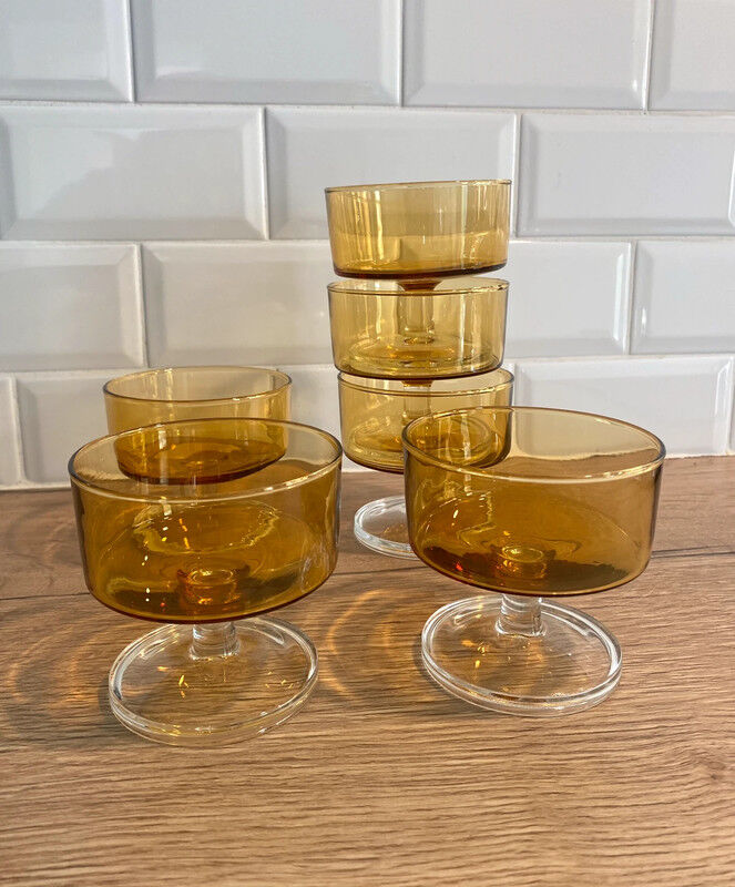 6 champagne glasses in amber glass Luminarc Cavalier