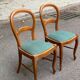 2 Louis Philippe chairs in solid curved wood and embroidered blue-green fabric