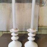 Pair of artisanal ceramic candlesticks Morocco