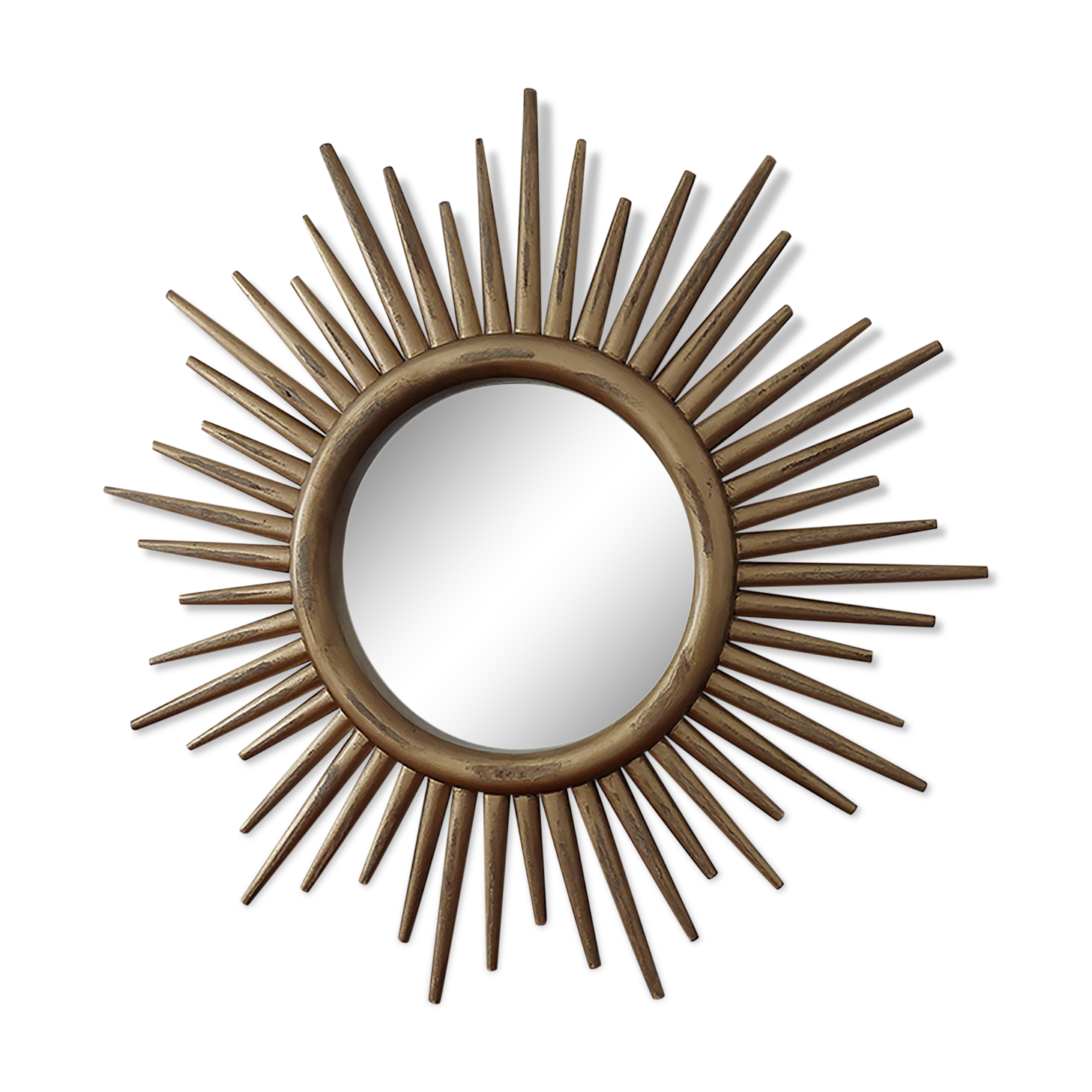 Miroir soleil en bois doré 50cm