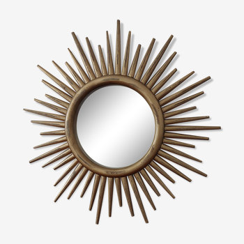 Golden wooden sun mirror