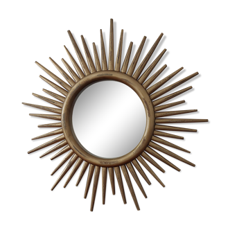 Golden wooden sun mirror
