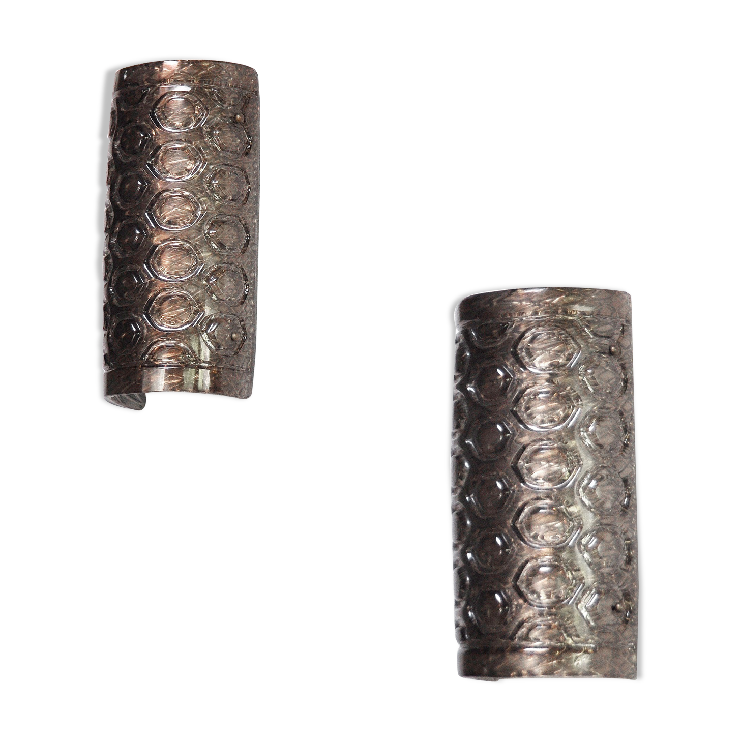 Paire d’appliques murales italiennes en verre de Murano avec motifs géométriques, années 1960