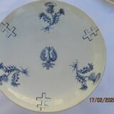 Lorraine cross and thistle compote dish with blue decoration