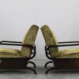 1930s rare restored adjustable Art Deco armchairs, Czechoslovakia