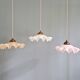 Art Deco trio of suspensions in coloured frilled opaline, 1920-30.