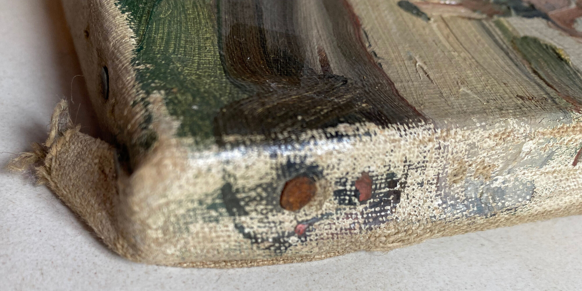 Post-impressionist table "riverside sailing" HST Seine edge