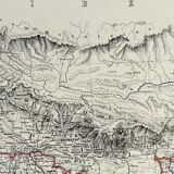 Carte de l’Inde du Nord vers 1869 Keith Johnston Royal Atlas Carte colorée à la main
