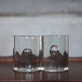 Pair of Murano glass bookends by designer Barbini, modernist bookend.