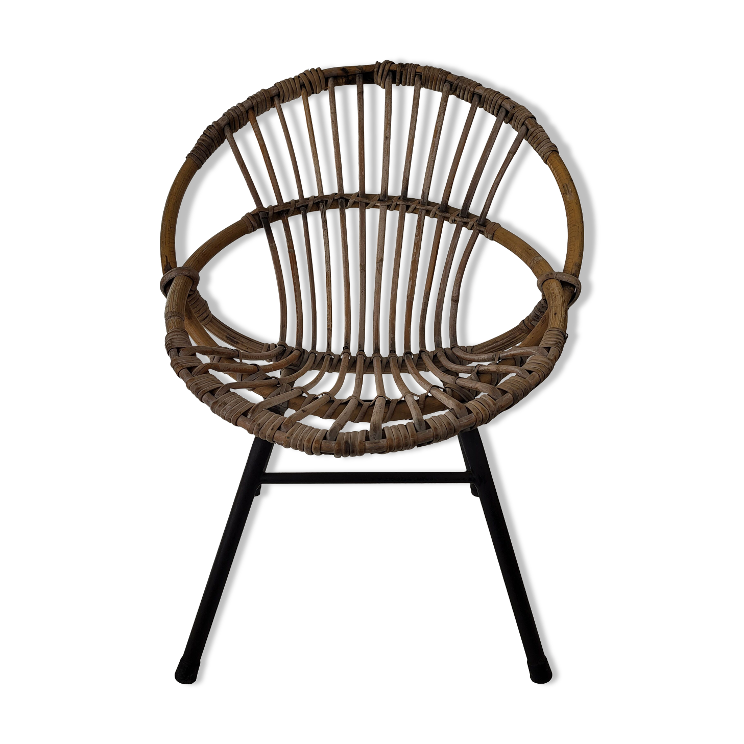 Children's armchair rattan and metal 60s