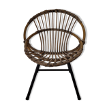 Children's armchair rattan and metal 60s