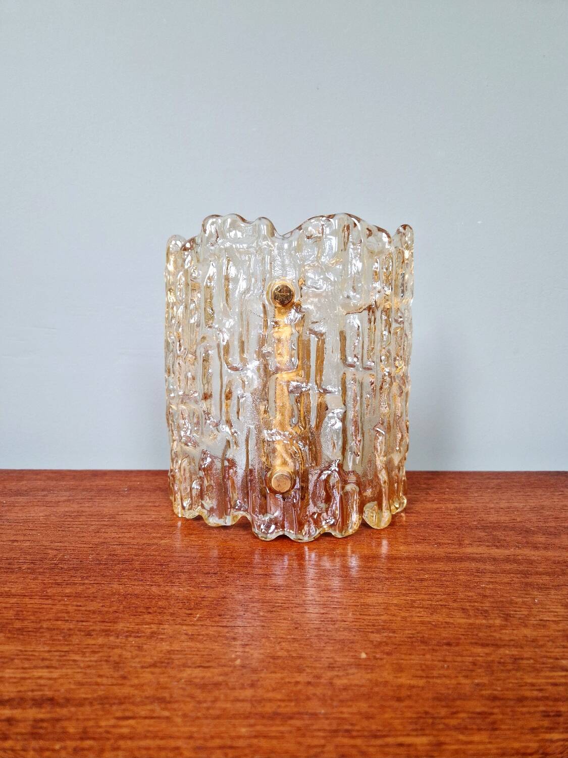 Amber glass wall lamp, design by Carl Fagerlund, Orrefors, 1960.
