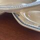 6 Longchamp France octagonal plates with blue lotus flower decorations