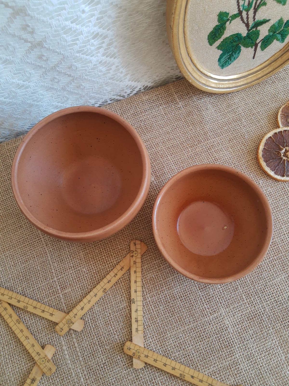 Set of two bowls sandstone pots Digoin France