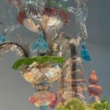 Rezzonico Venetian chandelier in multi-colored Murano glass, 9 light arms, circa 1940