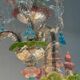 Lustre vénitien Rezzonico en verre de Murano multicolore, 9 bras de lumière, vers 1940