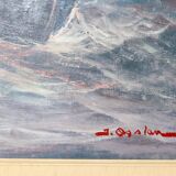 1950's Large Swedish Mid-Century Oil On Canvas " Sailing at Sunset " by Johan Ossian Andersson
