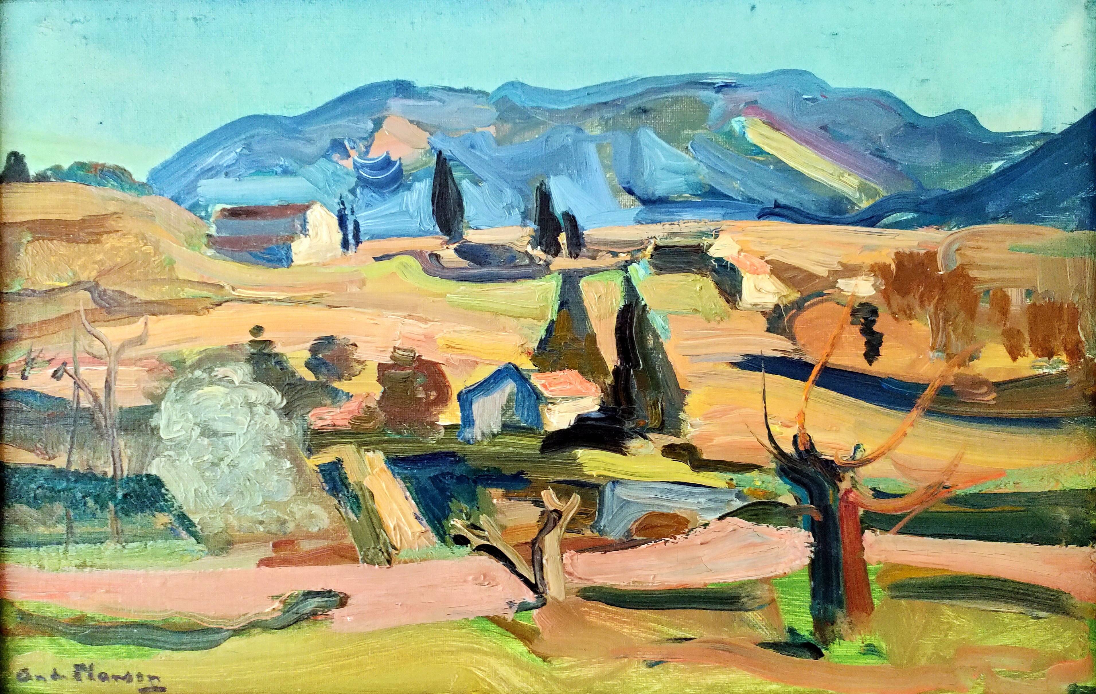 Painting by André PLANSON (1898-1981) – Oil on panel – Provence landscape