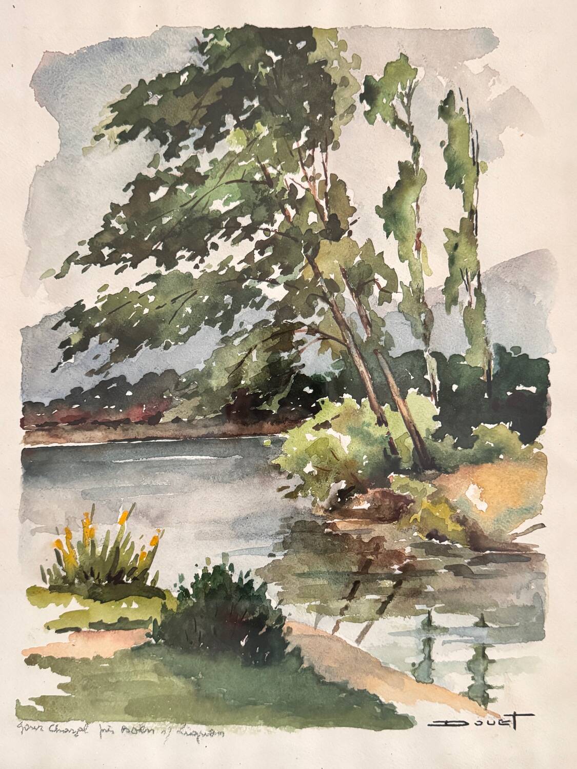 Original watercolor signed Douet (20th century)
