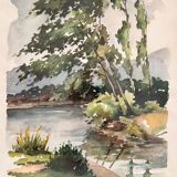 Original watercolor signed Douet (20th century)