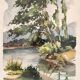 Original watercolor signed Douet (20th century)