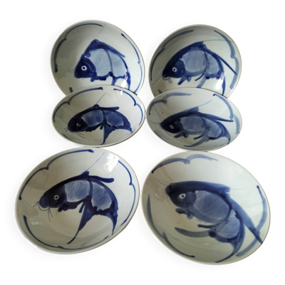 6 assiettes creuses chinoises vintage