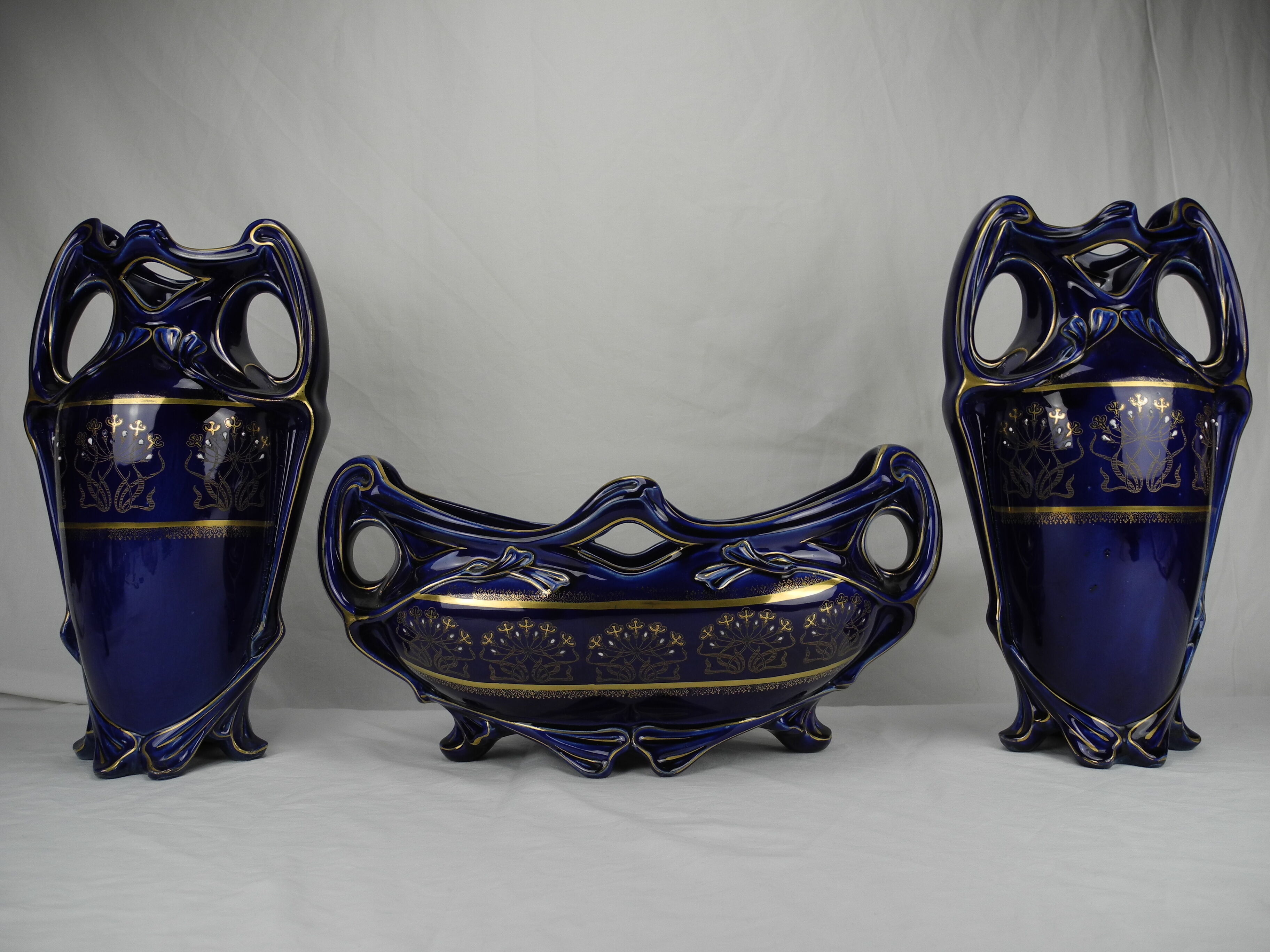 Lunéville Keller old french mantelpiece vases planter 19th