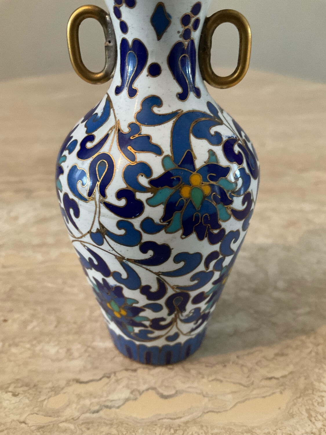 Miniature vase in brass and cloisonné enamel