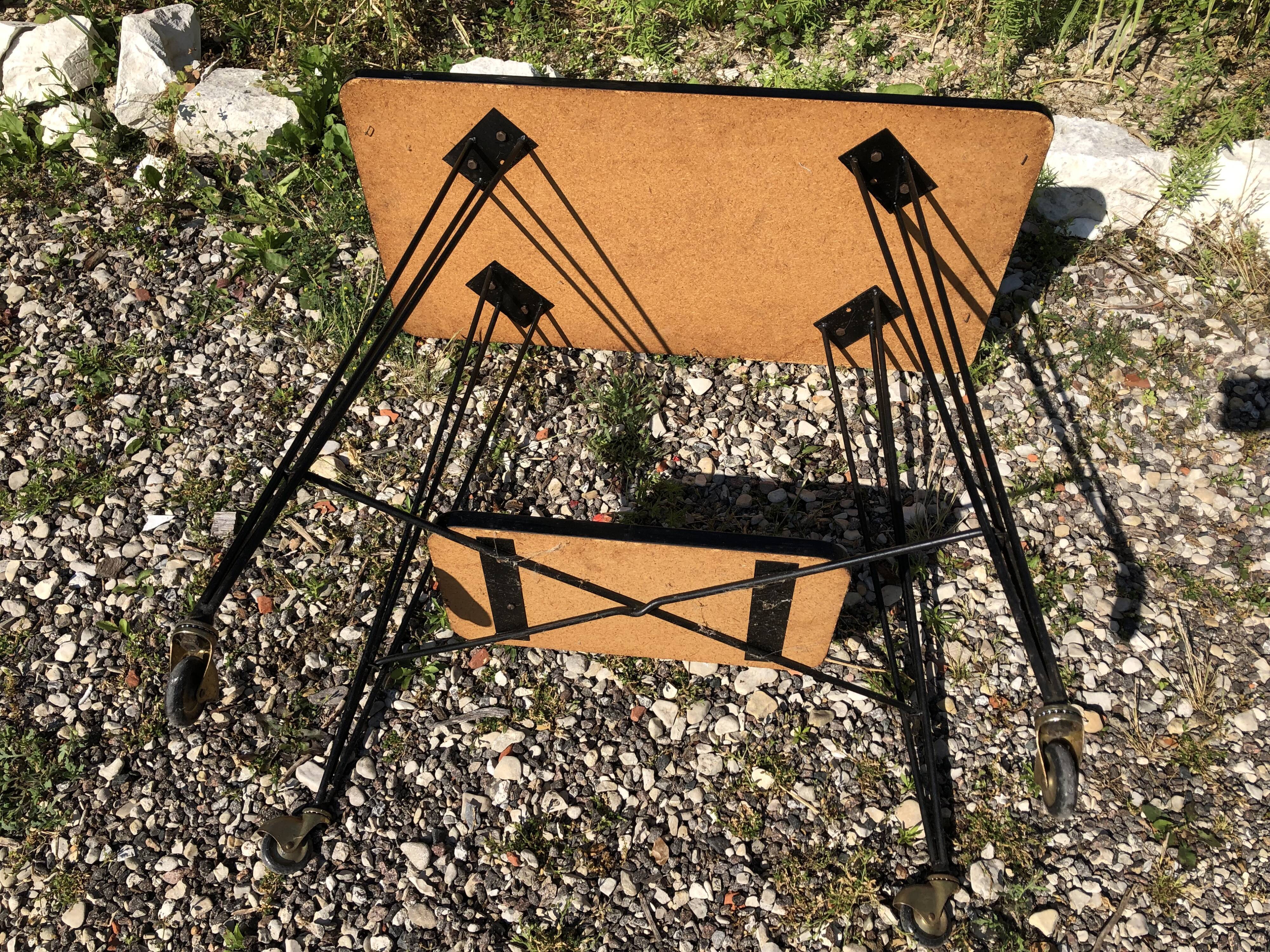 Harness Table Hifi On Wheels Feet Eiffel Metal Black Vintage