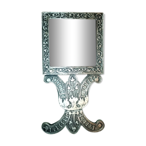 Bijou miroir de poche argent massif