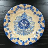 Plat ancien décor floral bleu