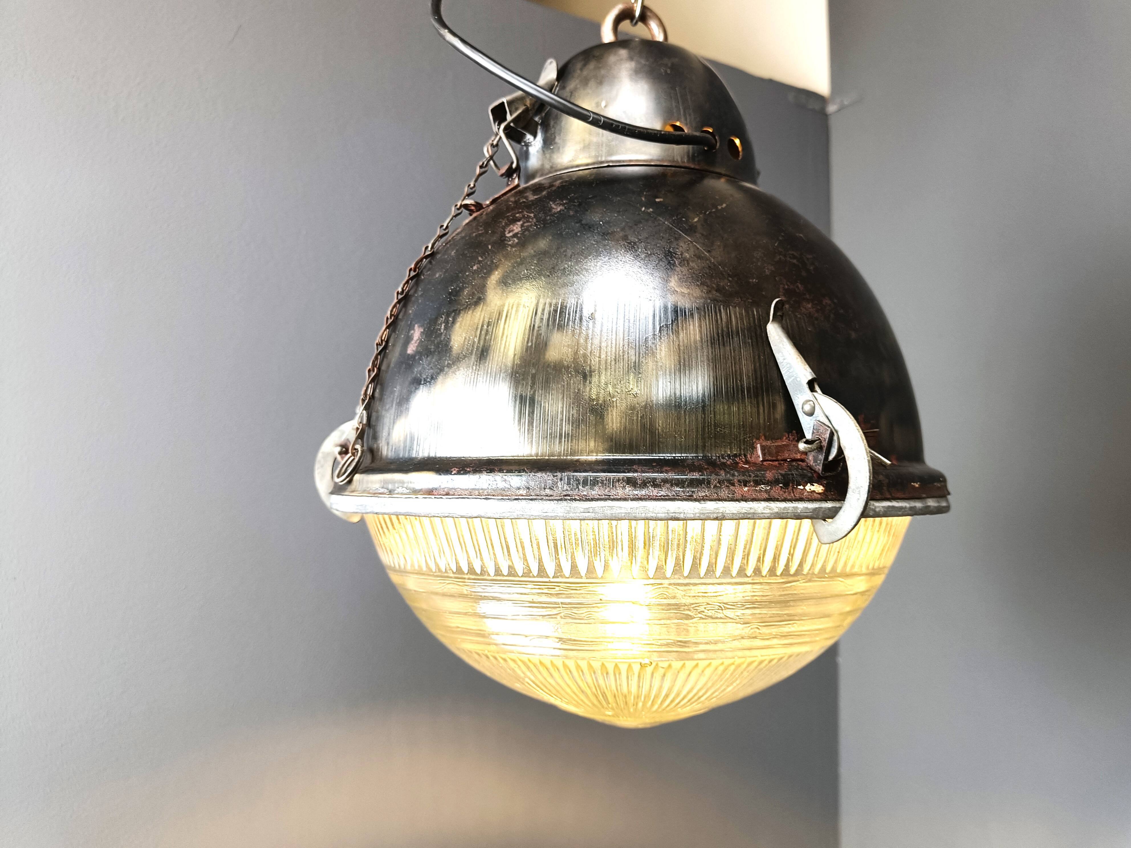 Industrial 'Ball' Lamps with Glass, 1930s