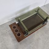 Vintage teak and chrome bar coffee table, 1960s