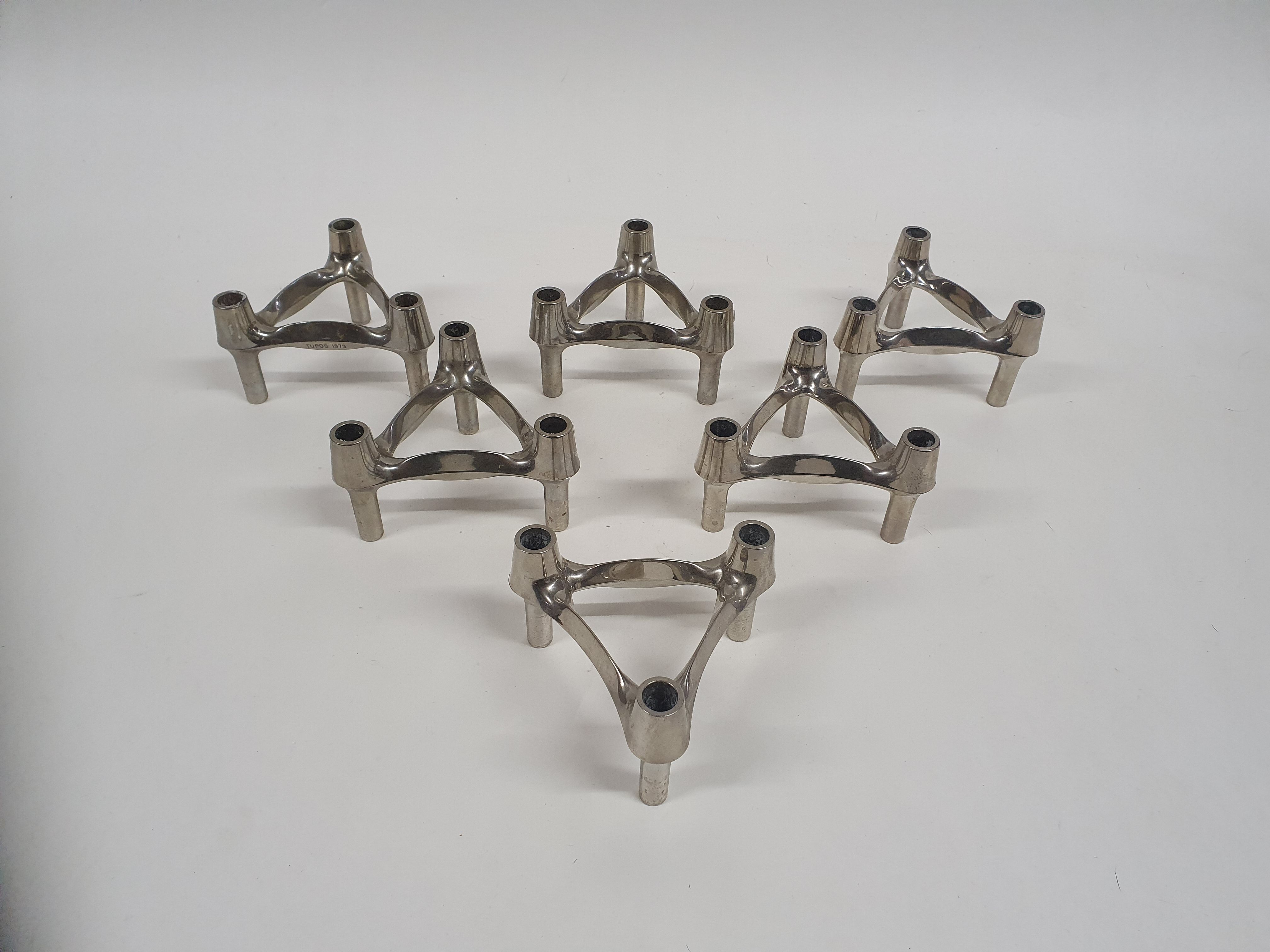 Set of six Ceasar Stoffi and Fritz Nagel for Quist candle holders, Germany 1950's