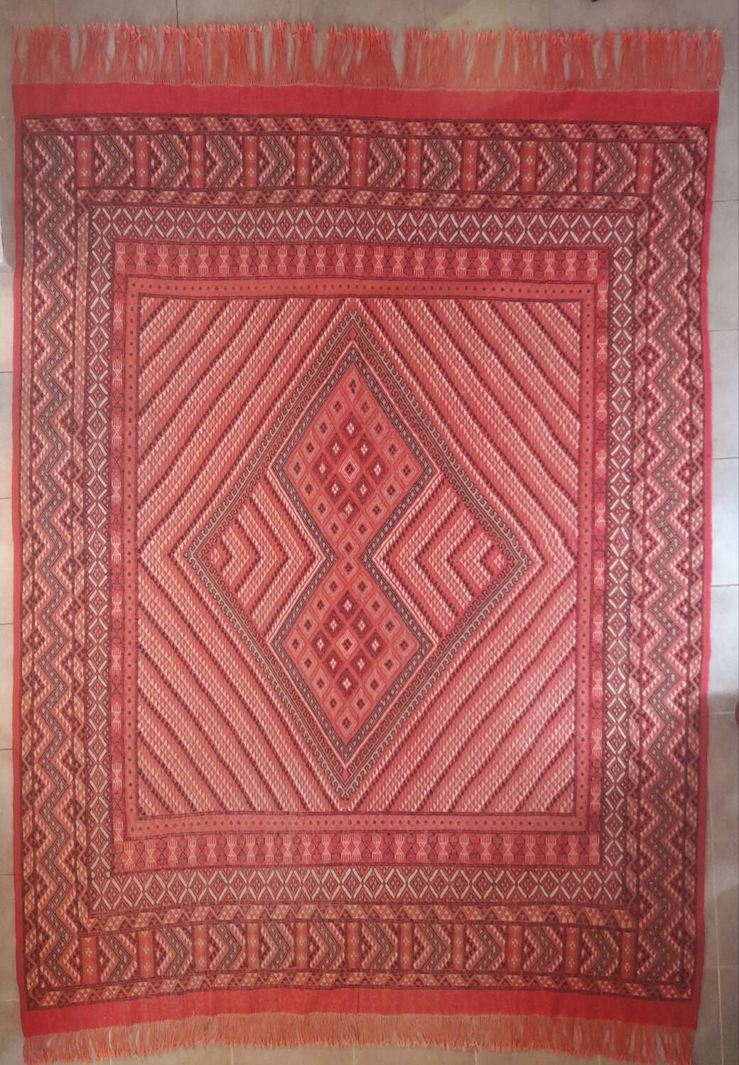 Large vintage Tunisian mergoum rug 258x330cm