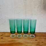 4 vintage 1970s green Luminarc Cavalier champagne flutes