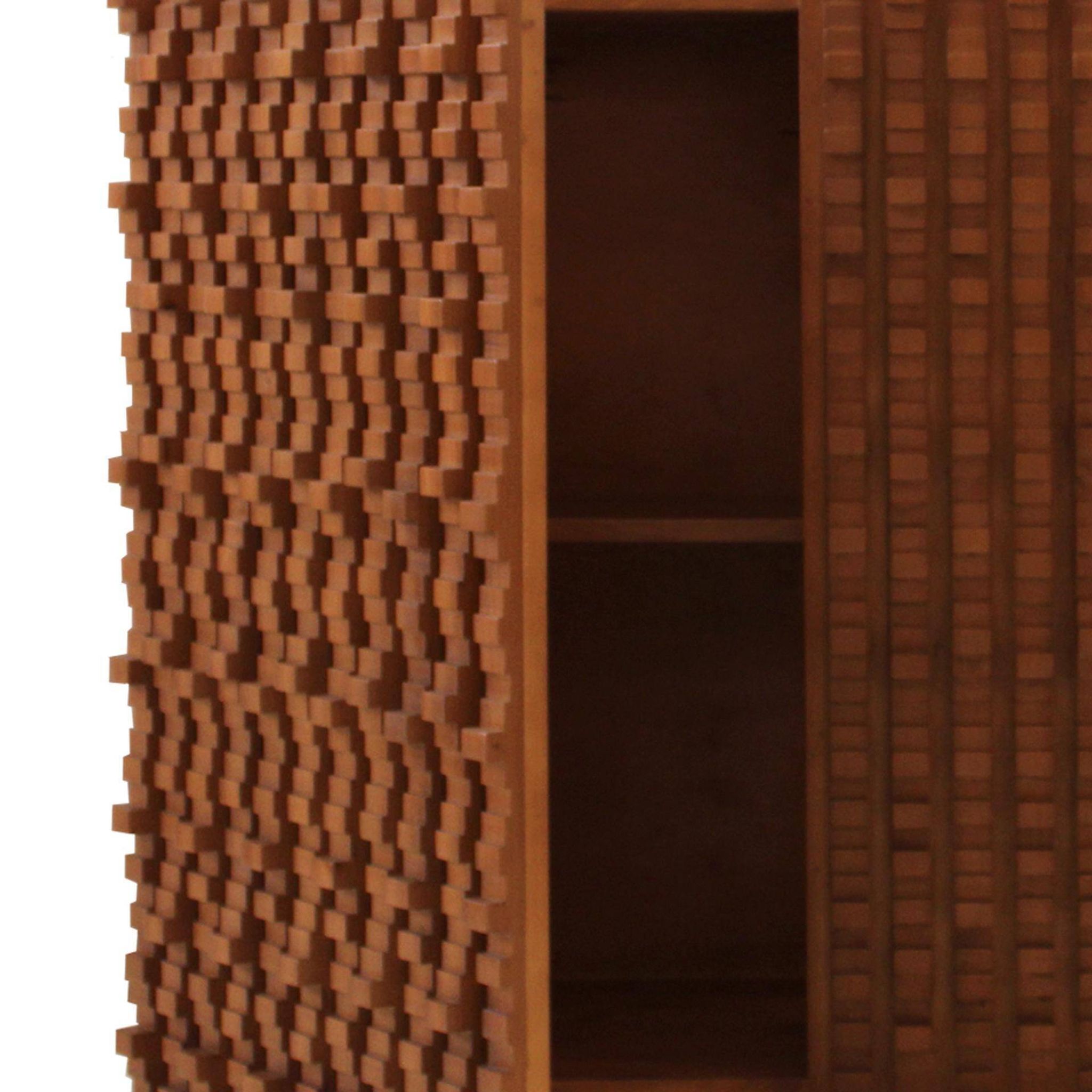 Contemporary Craftsmanship Solid Wood Pair of Brutalist Italian Sideboards