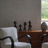 Set of 4 decorative handcrafted African wooden sculptures, mid-century.