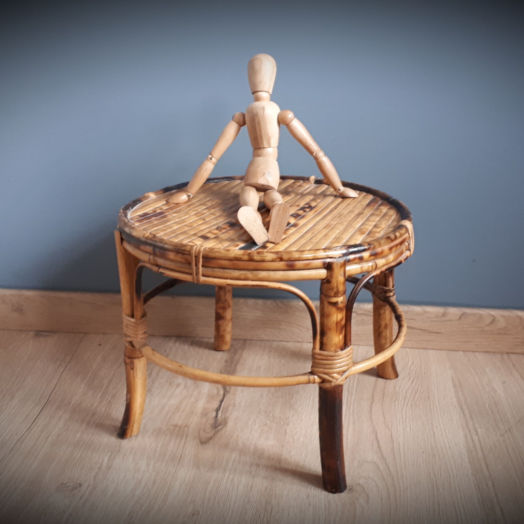 Bamboo stool under plant