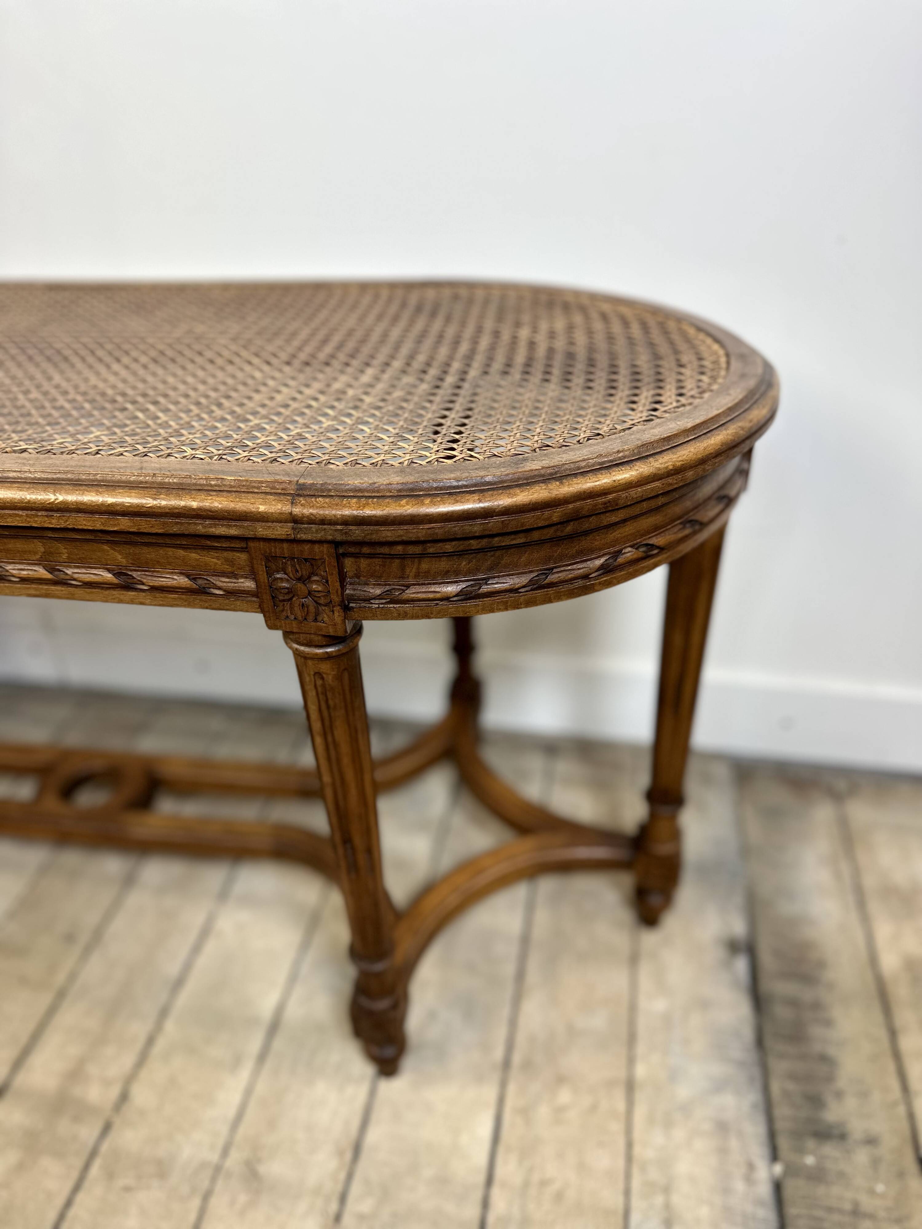 Louis XVI style walnut piano bench