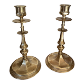 Pair of solid brass candle holders