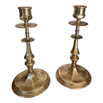 Pair of solid brass candle holders