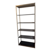 Vintage Ligne Roset shelf in smoked glass and metal (1980s) moo