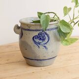 Old ceramic jar from Alsace with blue decoration.