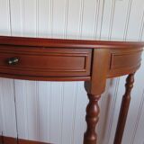 Set of 2 half-moon console tables with drawer - cherry wood - Louis Philippe style