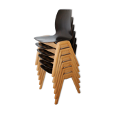 6 chaises pagholz, pieds en bois