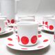70s red polka dot porcelain coffee set